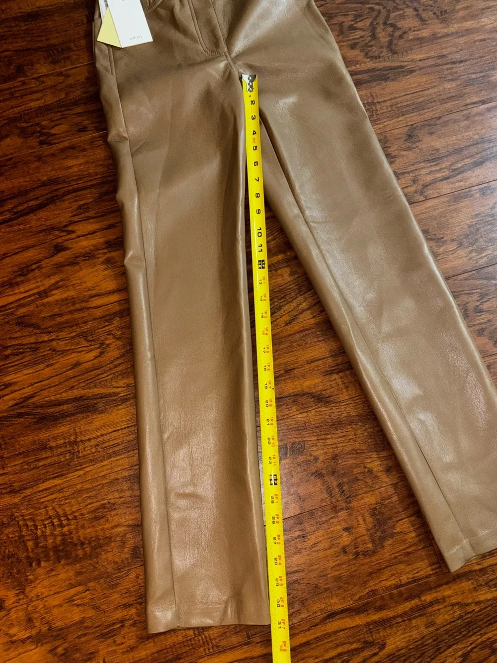 Aritzia Wilfred Melina Tall Vegan Leather Pants Camel Tan High-Rise Straight Leg - Picture 5 of 11